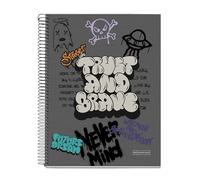 Miquelrius - Taccuino A4, Righe 7 mm, Quaderno con copertina rigida, 120 fogli microforati, Quaderno A4 con 4 colori per organizzare, Carta Extra Opaca 70 g/m², 4 fori per l'archiviazione