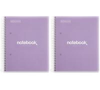 Miquelrius - Taccuino A5 Emozioni, 120 Fogli 90 g/m², Griglia 5 X 5 mm, 5 Strisce Colorate, Spirale Microperforata, Copertina Polipropilene, 2 Fori, Colore Lavanda (Confezione da 2)