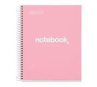 Miquelrius - Taccuino A5 Punti Notebook, 1 Striscia Colorata, 80 Fogli a Righe Punteggiate Dots, Carta 90 g Microperforata con 2 Fori per 2 Anelli, Copertina di Cartone Sottile, Rosa
