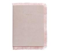 Miquelrius - Taccuino A5, tinta unita, 80 fogli, cucito, copertina foderata in tessuto effetto camoscio con frange, collezione Sweet Fruits, rosa
