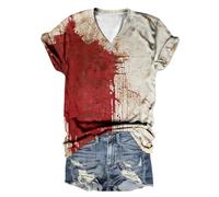 Mir geht es gut, maglietta sanguinosa, maglietta con sangue, maglietta con schizzi di sangue, Halloween sanguinoso, costume con tasca sul petto, Colore: rosso, 4XL