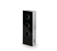 MIRA - Elemento di presa USB in vetro nero - Schuko 3 prese e 2 prese USB