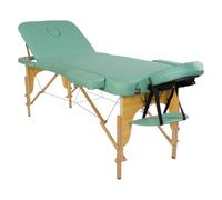 Mira Lettino da massaggio 3 zone, Relax, Lettini per massaggi in legno portatile, richiudible, con pannello reiki angoli rinforzati per fisioterapia tatuaggi estetica (Verde)