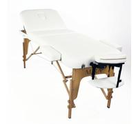 Mira Lettino da massaggio 3 zone, Relax, Lettini per massaggi in legno portatile, richiudible, con pannello reiki angoli rinforzati per fisioterapia tatuaggi estetica (Bianco)