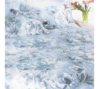 Mirabello Carrara Completo lenzuola copriletto matrimoniale Mirabello Dipinto di Fiori in percalle di cotone, lenzuola, set lenzuola Mirabello (Azzurro)