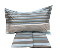Mirabello Completo Lenzuola letto Due piazze in fine Percalle di Cotone, Effetto copriletto con Doppia Balza Art. Pinstripe