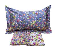 Mirabello Completo Lenzuola letto Due piazze in fine Percalle di Cotone, Effetto copriletto con Doppia Balza Art. Violetta (Fondo grigio 71N)