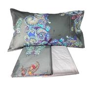 Mirabello Completo Lenzuola letto matrimoniale in fine Percalle di Cotone, Effetto copriletto con Doppia Balza Art. Mariposa (Grigio 41N)