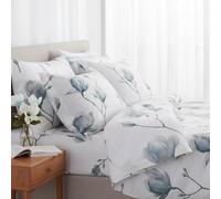 Mirabello Completo Lenzuola Matrimoniale Art. Soft Magnolia in Percalle di Cotone 100% - Effetto Copriletto con Balza Reversibile - Set 4 Pezzi Made in Italy