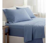 Mirabello Completo Lenzuola Matrimoniale in Percalle 100% Cotone in Tinta Unita - Made in Italy (Ceruleo)