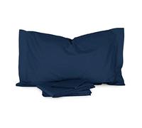 Mirabello Completo Set Lenzuola Matrimoniali Art. Louisiana in Puro Cotone Percalle (Blu Marine)