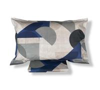 Mirabello Parure Copripiumino Matrimoniale Art. Forme in Cotone Percalle - 3 Pezzi Sacco 255x255 cm e 2 Federe 50x80 cm - Collezione Emporium (Blu)