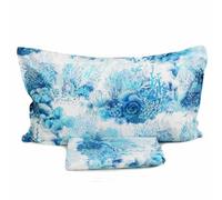 Mirabello Sharm completo Lenzuola Matrimoniale, Percalle 100% Cotone, con Stampa Marinara, lenzuolo sopra + lenzuolo angoli e federe, lenzuola a tema mare (Bluette)