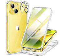 Miracase Cover iPhone 14,[360°Protezione] Paraurti Antiurto,Vetro Temperato 9H Incorporata Custodia Per iPhone 14/13 Trasparente