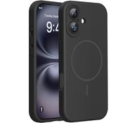 Miracase Custodia compatibile con iPhone 16, fodera interna in morbida microfibra antigraffio, compatibile con MagSafe, custodia in silicone liquido con protezione anticaduta per iPhone 16, nero