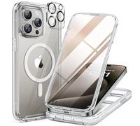 Miracase Custodia magnetica a 360 gradi per iPhone 15 Pro Max con pellicola protettiva in vetro integrata e protezione della fotocamera, antiurto, protezione completa per iPhone 15 Pro Max da 6,7