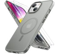 Miracase Custodia magnetica per iPhone 14 [compatibile con MagSafe] [con 2 pellicole protettive] protezione di grado militare, anti-impronte, design sottile, custodia per iPhone 14, grigio
