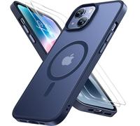 Miracase Custodia magnetica per iPhone 14 [compatibile con MagSafe] [con 2 pellicole protettive] protezione di grado militare, anti-impronte, design sottile per iPhone 14, blu scuro