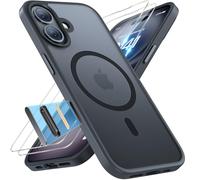 Miracase Custodia magnetica per iPhone 16 Magsafe[con 2 vetri di protezione e controllo della fotocamera] Protezione militare, antiurto, antigraffio, vellutata, sottile, per iPhone 16 da 6,1 pollici