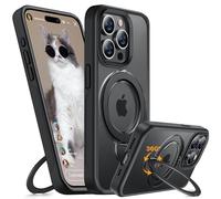 Miracase Custodia per iPhone 15 Pro Max, con supporto a 360°, anti-impronte, opaca, antiurto, colore nero