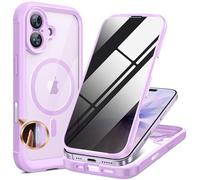 Miracase Custodia per iPhone 17, con protezione da sguardi indiscreti, protezione completa a 360°, MagSafe, per lavoro, esterni, magnetica, antiurto, 6,3 pollici, viola