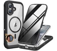 Miracase Custodia per iPhone 17, con protezione da sguardi indiscreti, protezione completa a 360°, MagSafe, per lavoro, esterni, magnetica, antiurto, 6,3 pollici, nero