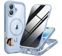 Miracase Custodia per iPhone 17, con protezione da sguardi indiscreti, protezione completa a 360°, MagSafe, per lavoro, esterni, magnetica, antiurto, 6,3 pollici, azzurro