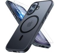 Miracase Magnetica per iPhone 16 Plus, custodia per Magsafe[con 2 pellicole protettive] Protezione militare, antiurto, antigraffio, anti-impronte, vellutata, per iPhone 16 Plus da 6,7 pollici, nero