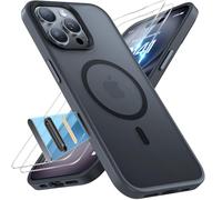 Miracase Magnetica per iPhone 16 Pro Custodia per Magsafe[con 2 vetri di protezione e controllo della fotocamera] Protezione militare, antiurto, antigraffio, vellutata, sottile, per iPhone 16 Pro 6,3