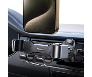 Miracase Supporto per telefono auto [2024 Gravity Design] Porta telefono auto con doppio gancio in acciaio per griglia di ventilazione, compatibile con iPhone 16 Pro Max Plus Samsung & All Smartphones