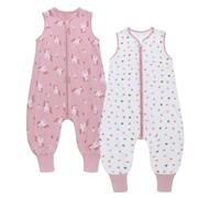 Miracle Baby 2pcs Confezione da 2 sacchi nanna estivo con piedi, 0,5 Tog, 100% cotone, per bambini, per ragazzi e ragazze (2, Pony + puntino, L/95-105 cm)