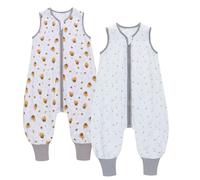 Miracle Baby 2pcs Confezione da 2 sacchi nanna estivo con piedi, 0,5 Tog, 100% cotone, per bambini, per ragazzi e ragazze (2, ape + stella, XL/105-115 cm)