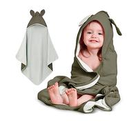 Miracle Baby Asciugamano con Cappuccio per Neonato 100% Cotone Asciugamano da Bagno per Bambini Morbido e Assorbente Asciugamani Bagnetto con Orecchie Carine per Ragazzi Ragazze (Verde, 85 * 85cm)