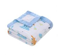 Miracle Baby Coperta di Mussola Neonato,110 x 110 CM Copertina in Cotone 6 Strati per Bambino Unisex Mussola Asciugamano Coperta per Culla Passeggino (110 x 110 cm, Blu - Dinosauro 2)