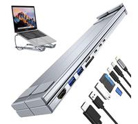 Miracle/Civilized 8-in-1 USB-C Laptop Stand, Miraclew/Civilized Laptop Stands, Laptops Stands Docking Station Hub, Adjustable Ergonomic Aluminum Computer Stands (8-in-1)