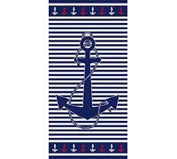 Miracle Home. Asciugamano cotone ancora strisce marine 100% cotone egiziano, 90 X 165, blu, 12011