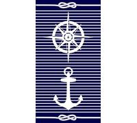 Miracle Home. Asciugamano in cotone egiziano timone-ancora 100% cotone egiziano, 90 x 165, blu marino, 12037