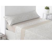 Miracle Home. Completo lenzuola Arges. Set di 4 pezzi, lenzuolo con angoli regolabili, sopra e 2 federe. Anti-peeling. 50% cotone/50% microfibra spazzolata. Beige. 150 x 200. Letto da 150