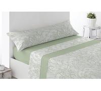 Miracle Home. Completo lenzuola Arges. Set di 4 pezzi, lenzuolo con angoli regolabili, sopra e 2 federe. Anti-peeling. 50% cotone/50% microfibra spazzolata. Verde. 180 x 200. Letto da 180