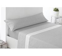 Miracle Home. Completo lenzuola Floreta. Set di 4 pezzi, lenzuolo con angoli regolabili, sopra e 2 federe. Anti-peeling. 50% cotone/50% microfibra spazzolata. Grigio. 150 x 200. Letto da 150