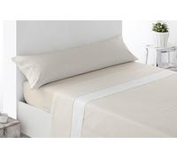 Miracle Home. Completo lenzuola Floreta. Set di 4 pezzi, lenzuolo con angoli regolabili, sopra e 2 federe. Anti-peeling. 50% cotone/50% microfibra spazzolata. Beige. 150 x 200. Letto da 150
