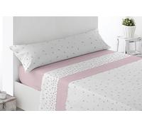 Miracle Home. Completo lenzuola Lanuza. Set di 4 pezzi, lenzuolo con angoli regolabili, sopra e 2 federe. Anti peeling. Rosa 180 x 200. Letto da 180. 2 federe per cuscino da 107 x 45 cm
