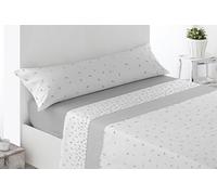 Miracle Home. Completo lenzuola Lanuza. Set di 4 pezzi, lenzuolo con angoli regolabili, sopra e 2 federe. Anti peeling. Grigio. 150 x 200. Letto da 150. 2 federe per cuscino da 70 x 45 cm