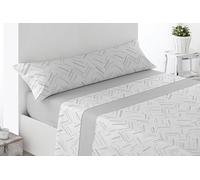 Miracle Home. Completo lenzuola Olite. Set di 4 pezzi, lenzuolo con angoli regolabili, sopra e 2 federe. Anti-peeling. 50% cotone/50% microfibra spazzolata. Grigio. 180 x 200. Letto da 180