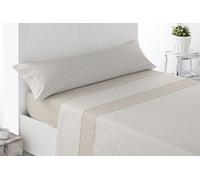 Miracle Home. Completo lenzuola Vichy. Set di 4 pezzi, lenzuolo con angoli regolabili, sopra e 2 federe. Anti peeling. Beige. 180 x 200. Letto da 180. 2 federe per cuscino da 107 x 45 cm