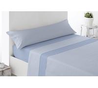 Miracle Home. Completo lenzuola Vichy. Set di 4 pezzi, lenzuolo con angoli regolabili, sopra e 2 federe. Anti-peeling. 50% cotone/50% microfibra spazzolata. blu. 150 x 200. Letto da 150