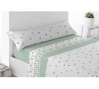 Miracle Home. Completo lenzuola Villar. Set di 4 pezzi, lenzuolo con angoli regolabili, sopra e 2 federe. Anti-peeling. 50% cotone/50% microfibra spazzolata. Verde. 180 x 200. Letto da 180
