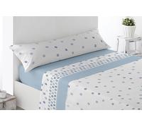 Miracle Home. Completo lenzuola Villar. Set di 4 pezzi, lenzuolo con angoli regolabili, sopra e 2 federe. Anti-peeling. 50% cotone/50% microfibra spazzolata. blu. 150 x 200. Letto da 150