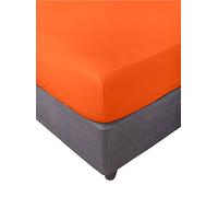 Miracle Home. Lenzuolo con Angoli Elasticizzati, Morbido e Confortevole, 50% Cotone 50% Poliestere, Arancione. 160 x 200 x 30