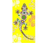 Miracle Home. Microfiber Beach Towel Lagartija, 100% Polyester, Amarillo, 95 X 175 Cm. 15090